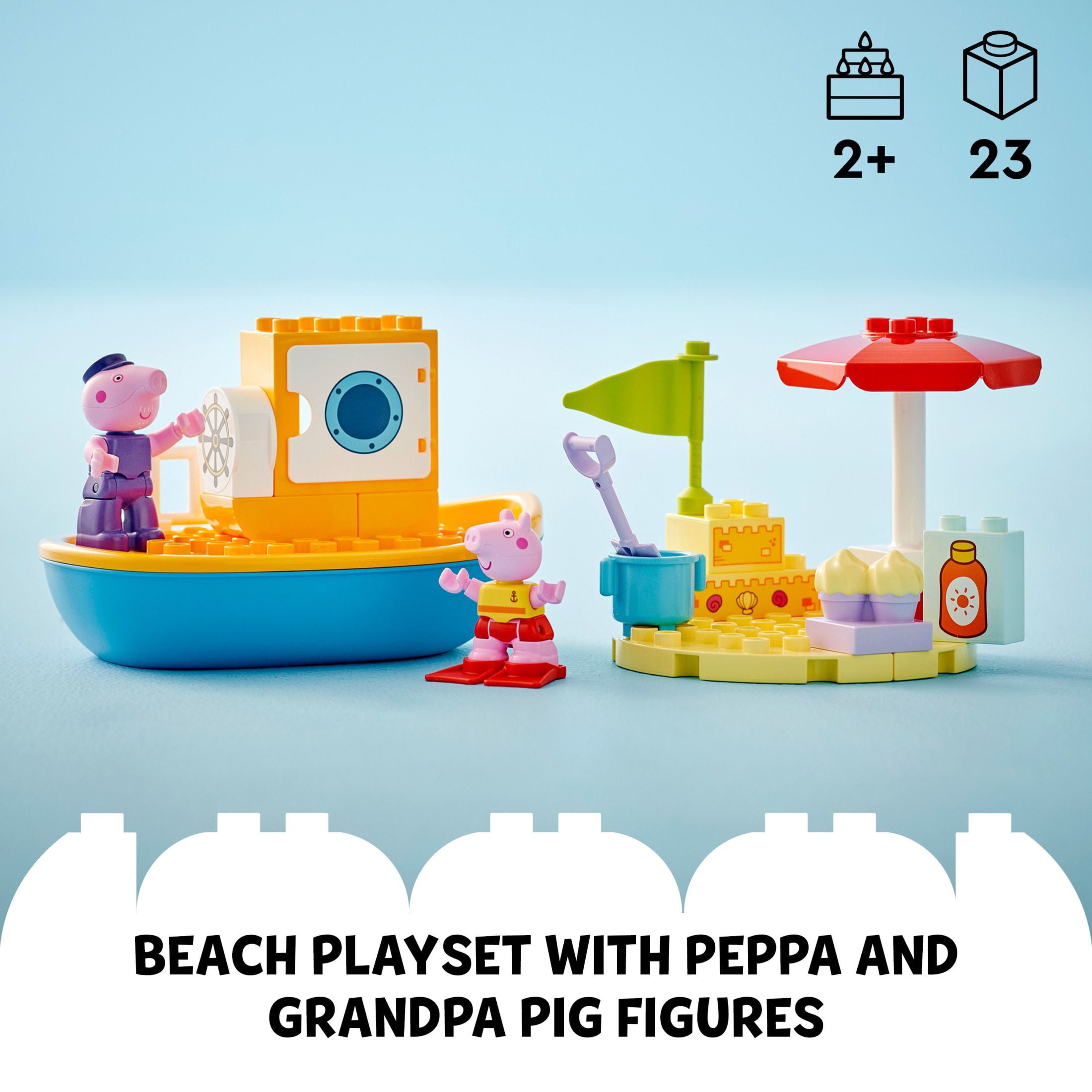 LEGO DUPLO Peppa Pig Boat Trip Bath Toy, Learning Set for Preschool Kids with 2 Peppa Pig Figures, Water Toy Gift Idea for Toddlers, 10432