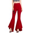 thumbnail image 3 of Frontwalk Casual Vintage Ruffle Flare Pants for Women Ladies Fashion Bell Bottom Pants Solid Color Slim Fit Leggings, 3 of 6