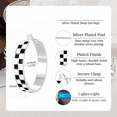 thumbnail image 6 of YEUOYEA Silver Plated Checkered Hoop Earrings for Women, Black White Enamel Wide Hoops, 40mm, 6 of 7