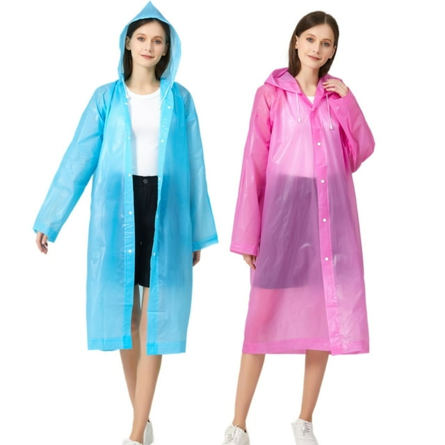 Ponchos de Pluie pour Adultes Femmes Hommes, Manteaux de Pluie en EVA Réutilisables Longs Amples Imperméables avec Capuchon