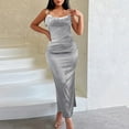 thumbnail image 5 of Sngxgn Women Full Slip Under Dresses Sleeveless Adjustable Spaghetti Strap Dress(Grey,XL), 5 of 5