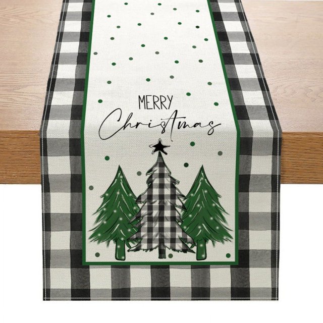 Linen table mat small tablecloth table mat table runner new Christmas decoration creative printing dining table