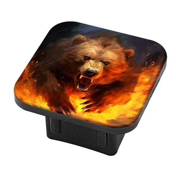 Hitch Cover Fits For 2-Inch Hitch,Angry Bear With Fire In Mouthrubber Trailer Hitch Cover Tube Plug Insert,Car Exterior Accessories, Receiver Tube Hitch Plug