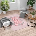 thumbnail image 1 of Nautical Turkish Area Rug, Let the Sea Set You Free Words Shellfish Turtle and Stingray Illustration, Soft Carpet for Living Room Decor with Distressed Look, 4' X 5.7', Dark Coral, by Ambesonne, 1 of 4