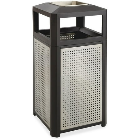 Black Ash Bin - Safco, SAF9933BL, Evos Ash Tray 15-gal Steel Waste Receptacle, 1, Black,Gray