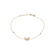 Artisan Carat- 14k Gold Adjustable Butterfly Charm Bracelet for Women