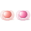 Philips Avent Ultra Soft Pacifier, 6-18 Months, Pink/Peach, 2 Pack, SCF213/22