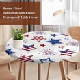 thumbnail image 6 of 4th of July Fitted Tablecloth with Elastic Edged, Round Table Cloth for Dining Table, Independence Day Blue Red Star Fireworks Waterproof Oil Proof Table Cover for Indoor Outdoor 55"-60", 6 of 9