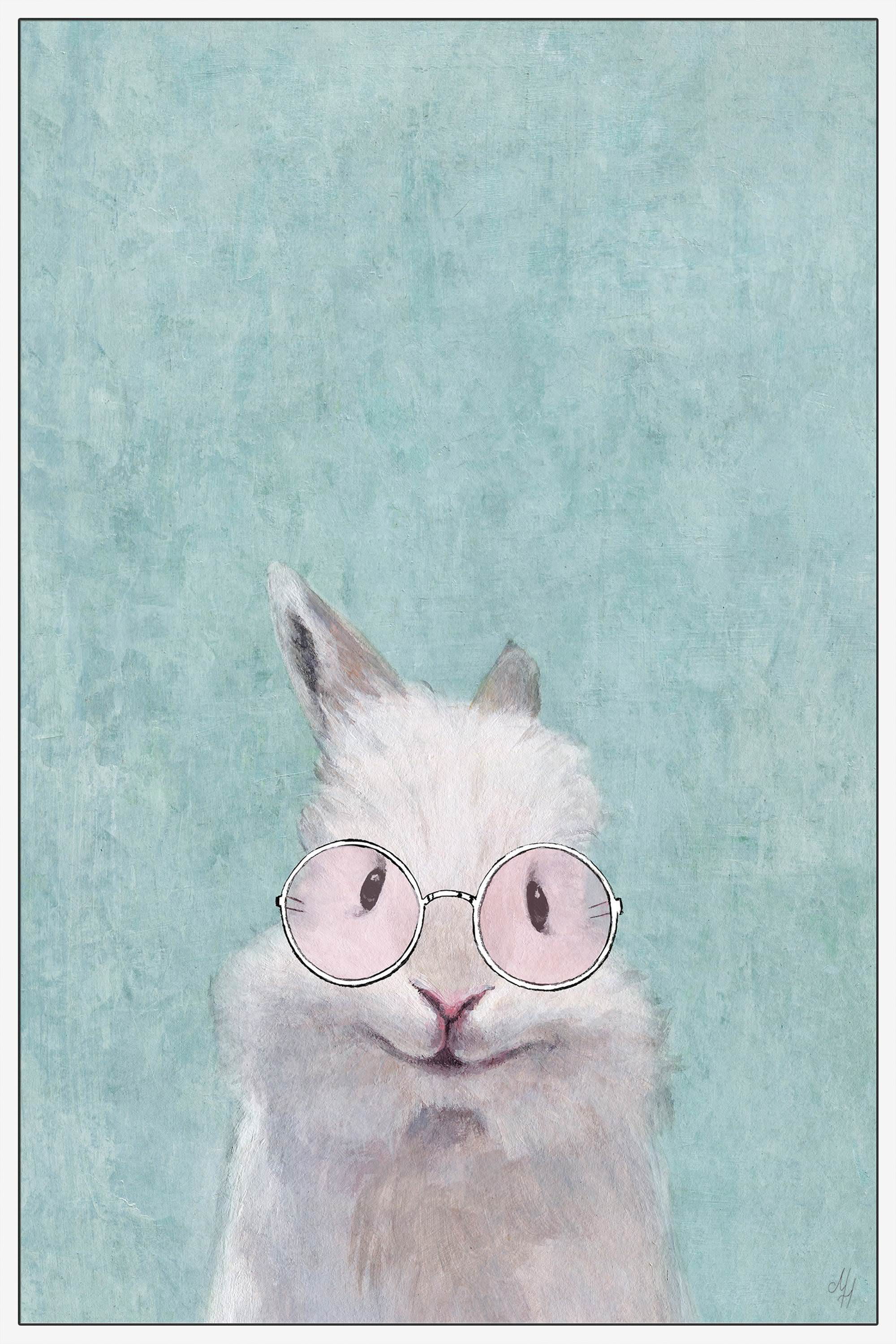 Peeking Pinky Floater Framed Painting Print on Canvas