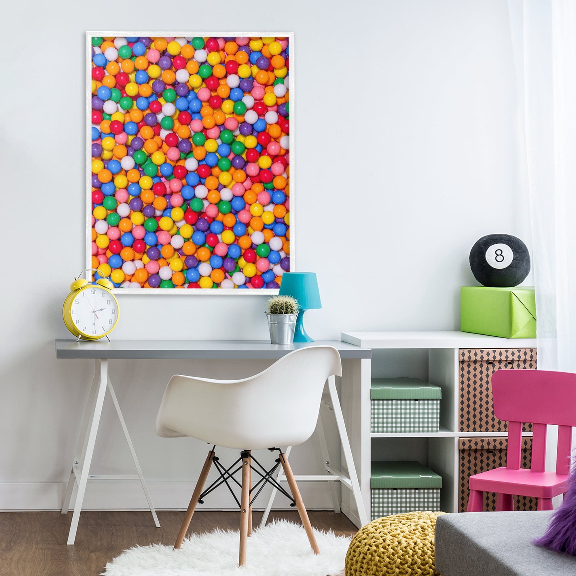 Stupell Industries Colorful Gumballs Close Up White Framed Giclee Art, design by LISH Creative