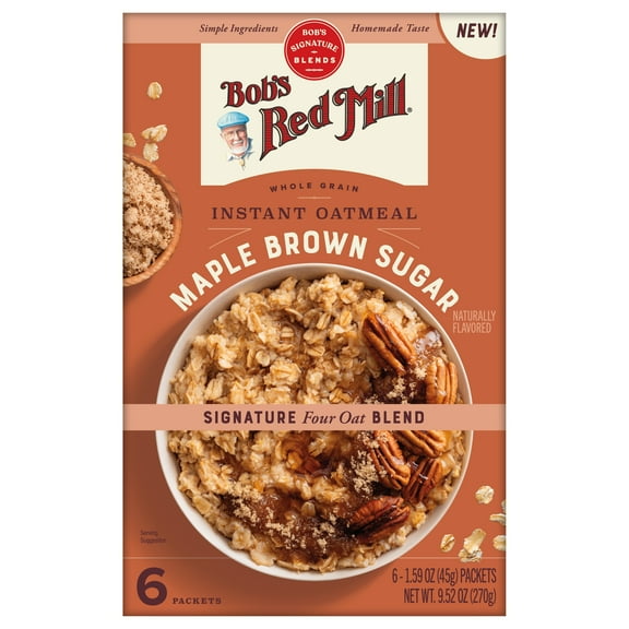 Bob's Red Mill Brown Sugar Maple Flavored Gluten-Free Instant Oatmeal, 1.59 oz, 6 Count