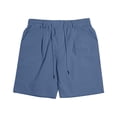 thumbnail image 5 of Linen Shorts for Men Summer Casual Elastic Waist Wide Straight Leg Loose Fit Lightweight Beach Shorts with Pockets, 5 of 6