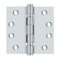 Deltana DSB4B26 4 x 4 in. Square Ball Bearings Hinges, Bright Chrome - Solid