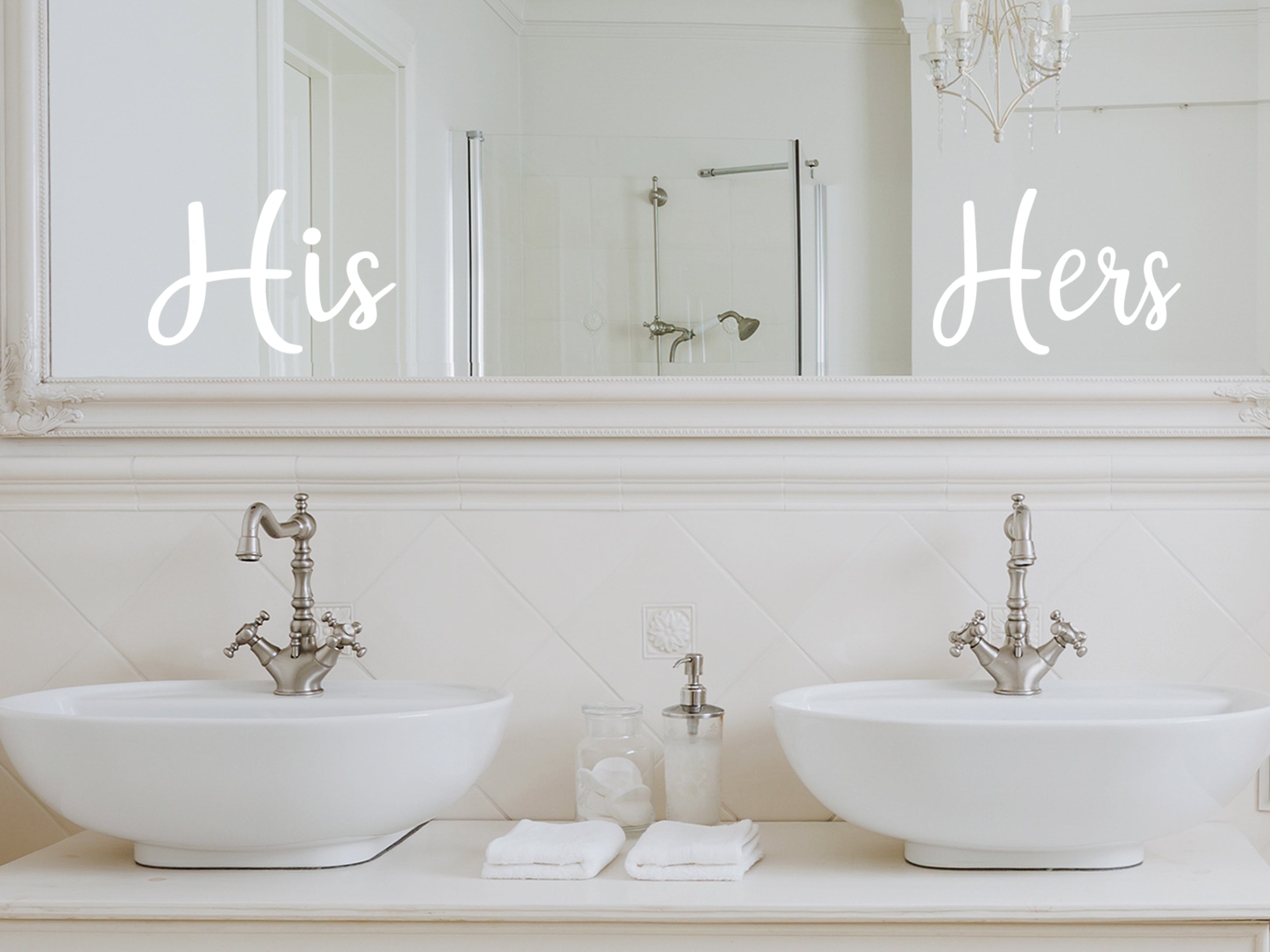His And Hers Bathroom Mirror Decals