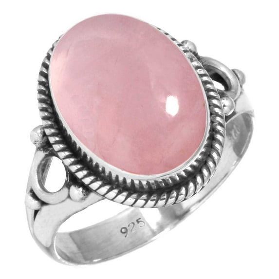925 Silver Ring For Women - Teens Pink Rose Quartz Stone Silver Ring Size 6.5 January Birthstone Handmade Silver Ring Size 6.5 Gift For Wife On Halloween 925 Silver Jewelry With Gemstone