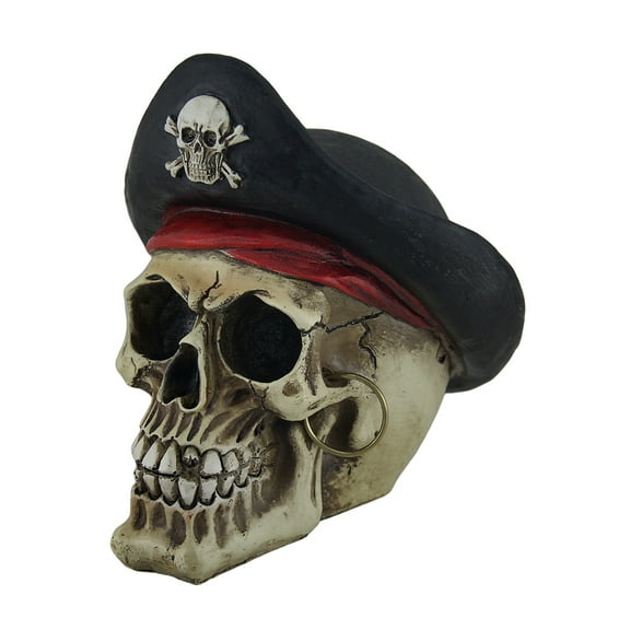 Bony Buccaneer Weathered Finish Pirate Skull Statue