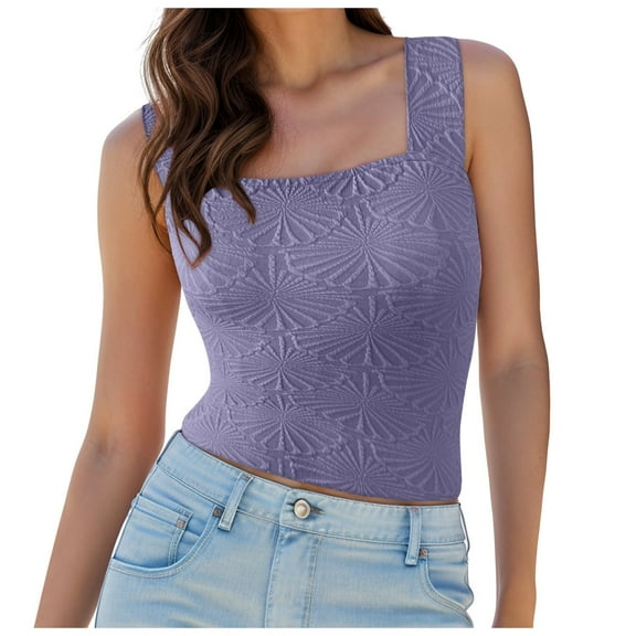 Women's Ribbed Tank Tops Knit Square Neck Sleeveless Shirts Summer Casual Basic Tanks