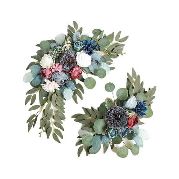 Artificial Wedding Arch Flowers Swag Kit 2pcs Floral Arrangement for Ceremony and Reception Backdrop Decoration