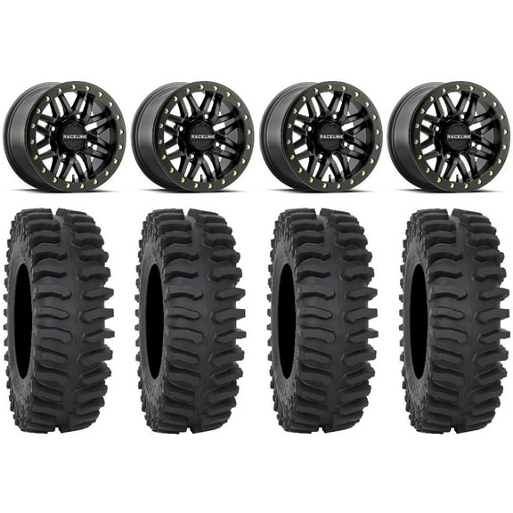 Raceline Ryno Bdlk 15" Bk Wheels 30" XT400 Tires Kawasaki Mule Pro FXT