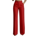 thumbnail image 2 of Resicozy High Waisted Straight Leg Suit Pants Women Business Casual Office Dress Trousers with Pockets Red M, 2 of 7