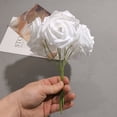 thumbnail image 5 of Cabeza de flor Artificial de rosa de PE blanca con tallo, ramo de bricolaje, decoración de fiesta de boda, suministros de álbum de recortes, 50 unids/lote por paquete, 5 of 5