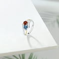 thumbnail image 4 of Gem Stone King 925 Silver and 10K Yellow Gold Ring Round Red Garnet and Vivid Persian Blue Moissanite (1.52 Cttw, Size 8), 4 of 5