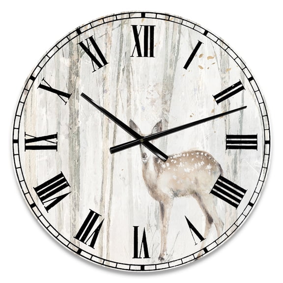 Designart Oversized Off-White Analog Round Modern Traditional Wall Clocks, CLM30960-C23