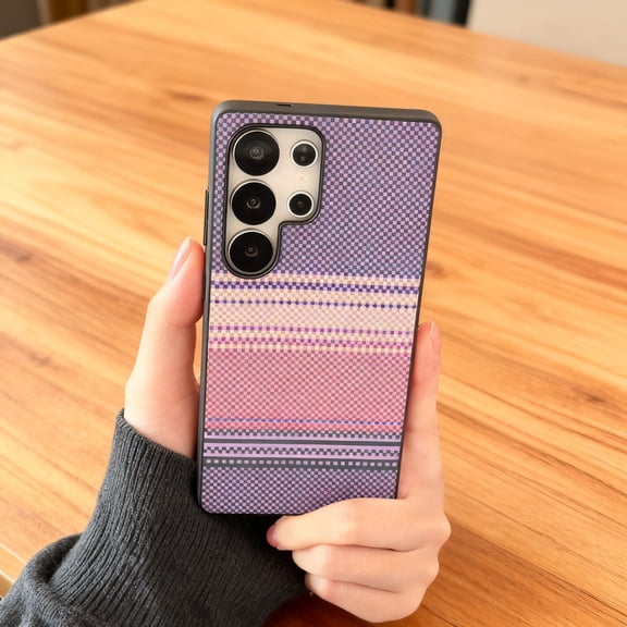 Magnetic For Samsung Galaxy S25 Edge Phone Case,Gradient Fiber Pattern Back Design,Compatible with Mag-Safe,Slim Thin Anti-Scratch Protection,Shockproof Anti-fall Rugged Phone Case,Purple