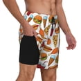 thumbnail image 3 of Picia Hot Dog Burger pattern Mens Swim Trunks with Compression Liner Stretch Beach Shorts Quick Dry with Zipper Pockets No-Chafing Board Shorts-X-Large, 3 of 9