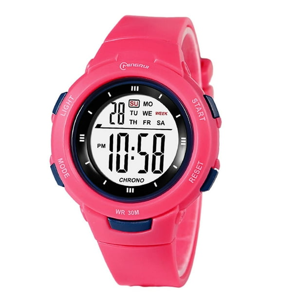 Smilepp Kids Digital Watch Outdoor Electronic Watches Wrist Watch Green Pink
