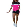 thumbnail image 7 of KelaJuan Women Workout Outfits Set Contrast Color Short Sleeve Tops and Running Shorts Yoga Activewear Summer Tracksuits, 7 of 7