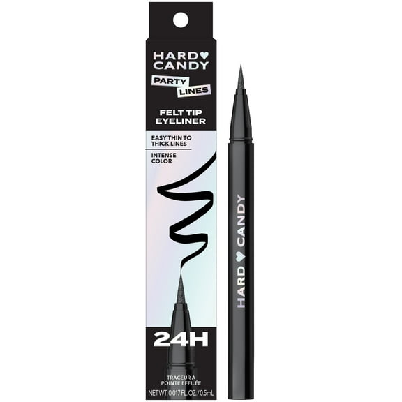 Hard Candy Party Lines Felt Tip Liner, Liquid Eyeliner, 24HR Wear, Little Black Dress, Black