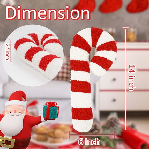 Candy Shaped Pillow - Christmas Red and White Candy Throw Pillow, Home Sofa Christmas Bed Decoration, Soft and Plush Texture, Create Gift, Home Bedroom Living Room Office Indoor Decor