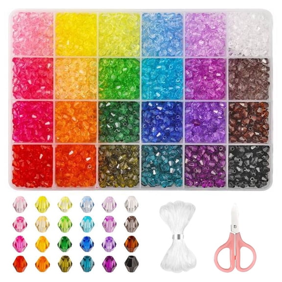 2160pcs 6mm Crystal Acrylic Beads Bicone Bracelet Bead Faceted Beads 24 Colors Rainbow Loose Craft Bead for Friendship Bracelet Necklace Earring Jewelry Making Flower Bag Decoration