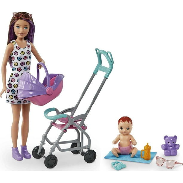 gelijkheid vochtigheid spoor Barbie Skipper Babysitters Inc. Stroller Playset with Skipper & Baby Dolls,  Plus 5 Accessories - Walmart.com