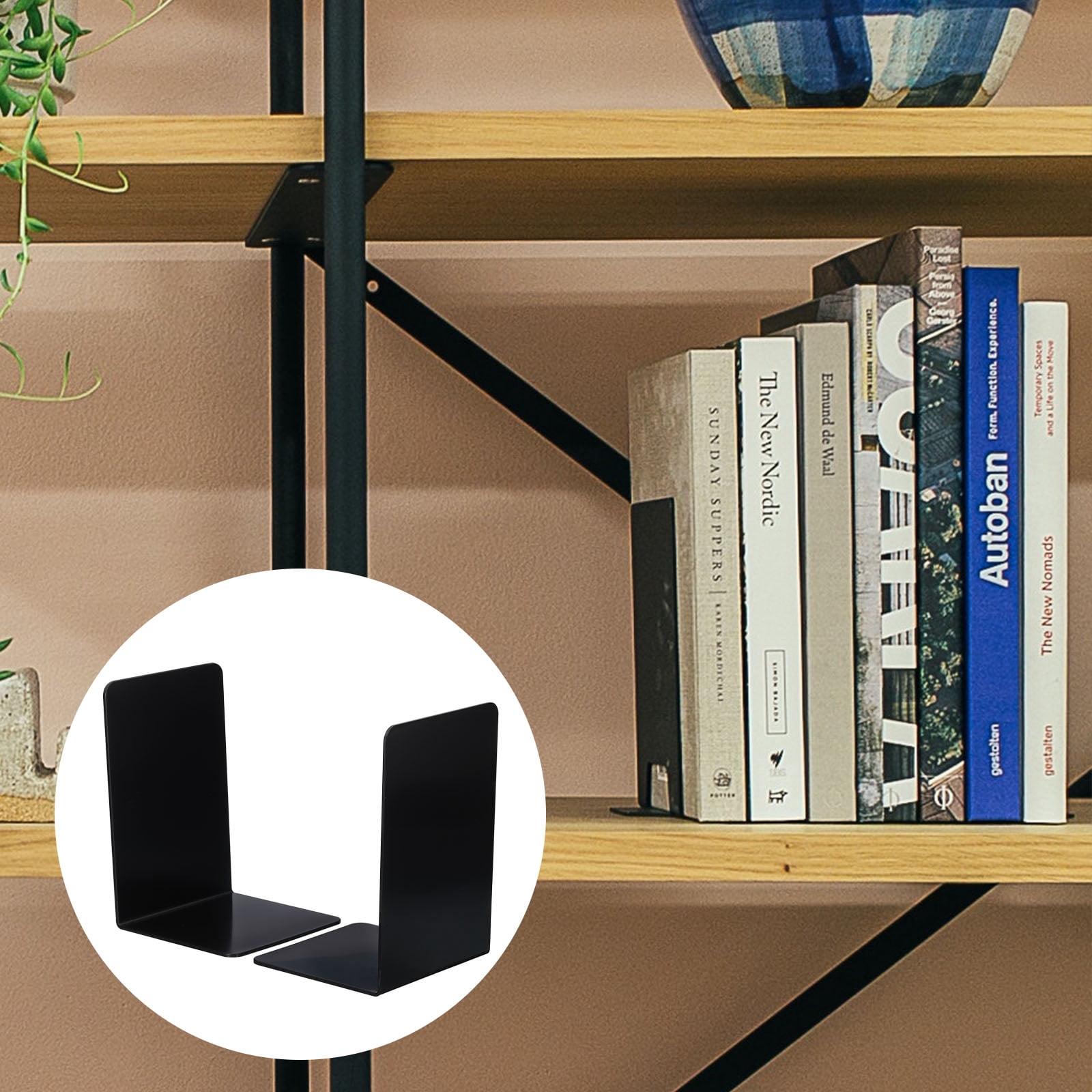 Unique Bargains Acrylic L-shaped Book Ends for Desktop Bookshelf Organizer 6Pcs Black