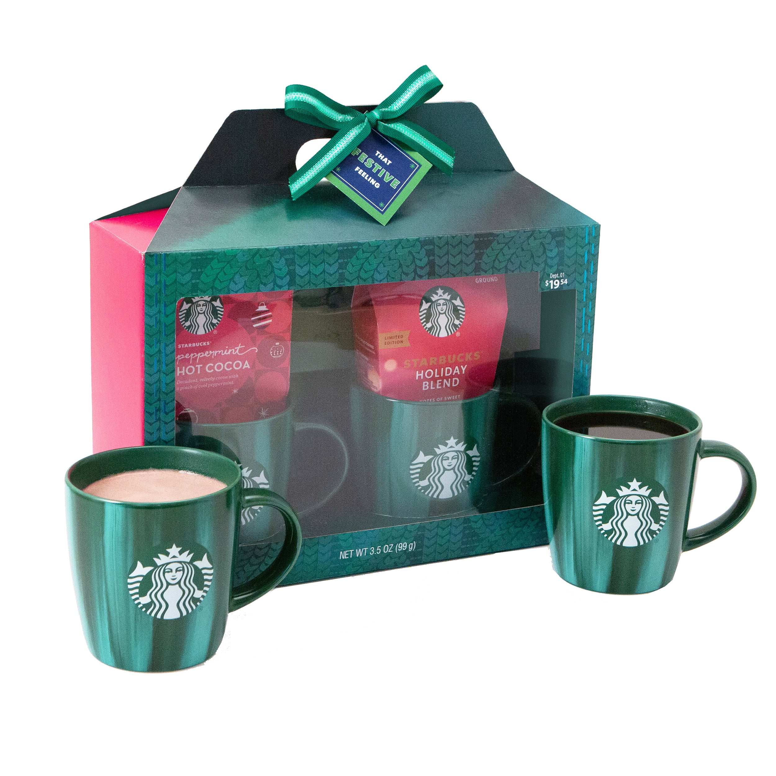 STARBUCKS Limited Edition Gift Set Ceramic Green Cup Mug & Holiday Blend  Coffee