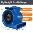 thumbnail image 3 of Lasko BlueDri Super Monsoon 1 HP, 4050 CFM ventilador de aire para restauración de daños por agua, secadora de alfombras, piso, uso doméstico y plomería, azul, BD-SMNSN, 3 of 5