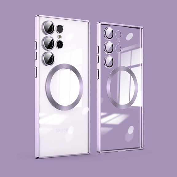 Allytechgroup Clear Magnetic Case for Samsung Galaxy S25 Ultra, Compatible with Magsafe Anti-Scratch Not-Yellowing Bumper Shockproof Slim Cover for Samsung Galaxy S25 Ultra,Lightpurple