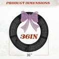 thumbnail image 3 of 36" Pre-Lit Outdoor Christmas Wreath with Purple Bow, 175 LED Lights, Remote Control & Timer, Weather-Resistant for Door & Porch, Black, 3 of 9