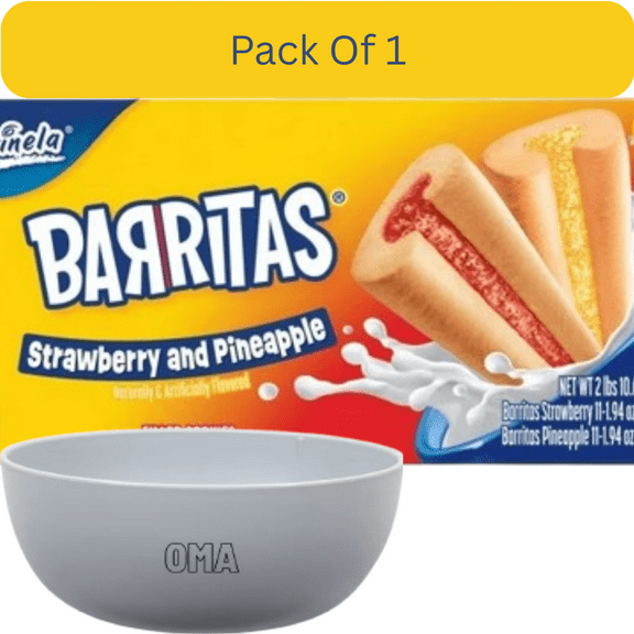 Marinela Barritas, Strawberry Filled Soft Cookies, 1.87 oz., 22 pk. With White Bowl By OMA