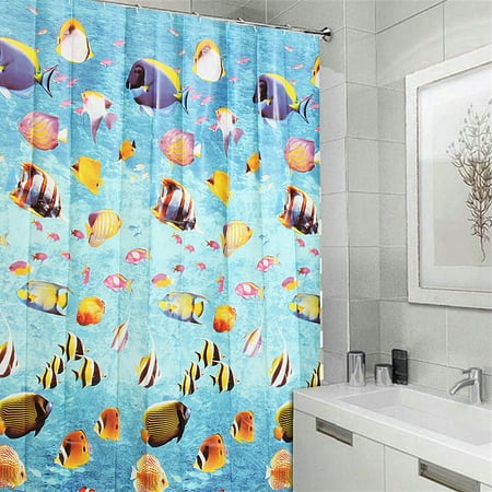 71x71 inches Mildew Proof EVA Waterproof Kids Bathroom Fabric Bath Shower Curtain with Hooks Deep Ocean