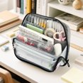 thumbnail image 6 of Standing Pencil Case with Base Large Capacity Stationery Pouch Pen Bag with Zipper for Women Men Christmas Deer and Snowmen, 6 of 7