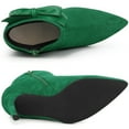 thumbnail image 4 of DARING DIVA Women's Pointy Toe Bow Stiletto Heel Ankle Boots Green US 8, 4 of 6