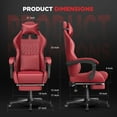 thumbnail image 3 of Huracan Gaming Chair with Footrest,Computer Office Chair with Massage Lumbar Support & Headrest, High Back Vintage Game Chair for Adults, Red, 3 of 8