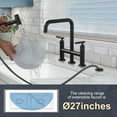 thumbnail image 4 of WOWOW Brass Double Handle Bridge Kitchen Faucet, Deck Mount Kitchen Sink Faucet with Side Sprayer, 4 of 8