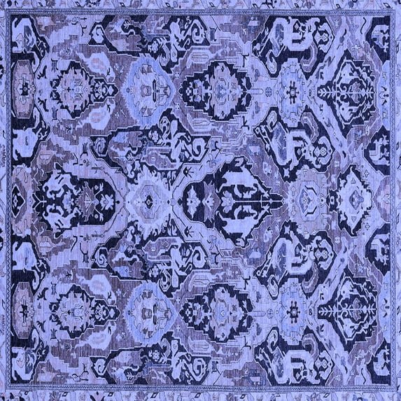 Ahgly Company Indoor Square Abstract Blue Modern Area Rugs, 8' Square