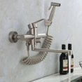 thumbnail image 3 of grifo de pared con ducha de mano, con pistola rociadora, fregadero de cocina, grifo de acero inoxidable, agua fría/caliente, fregadero, giratorio (cepillado) -, 3 of 5