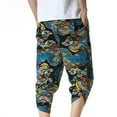 thumbnail image 5 of Lilgiuy Men Casual Fashion Floral Printing Mid Waist Capris Pants Harlan Pants for Hawaiian Beach Vacation, 5 of 5