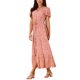 thumbnail image 4 of Vestidos de verano casuales para mujer INSPIRE CHIC, vestido maxi floral de cuello en V, con abertura en el dobladillo y mangas cortas, talla XL, rojo coral, 4 of 5